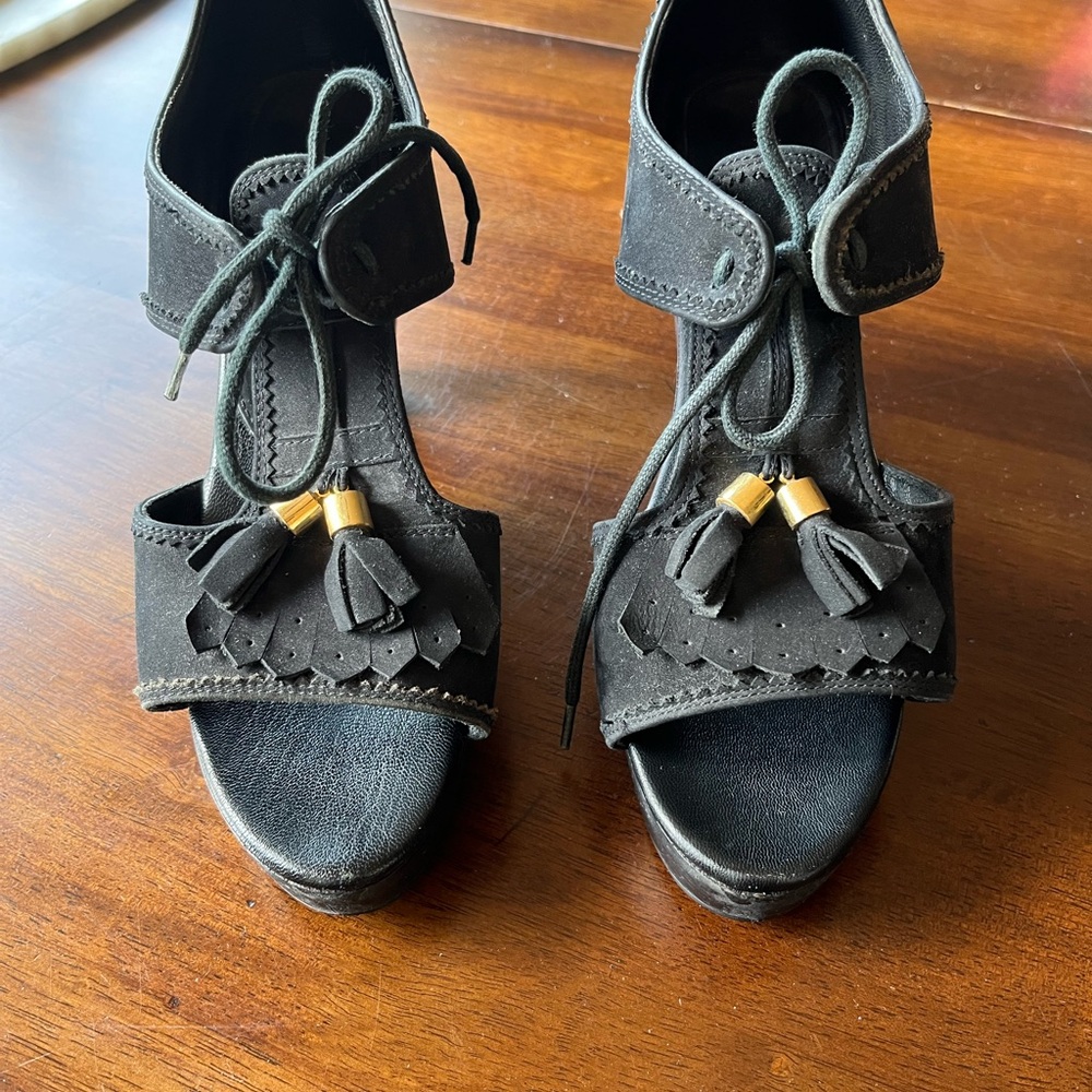 Rachel Comey Elegant Black wood Platform Heels Women's Shoes 9 Anthropologie